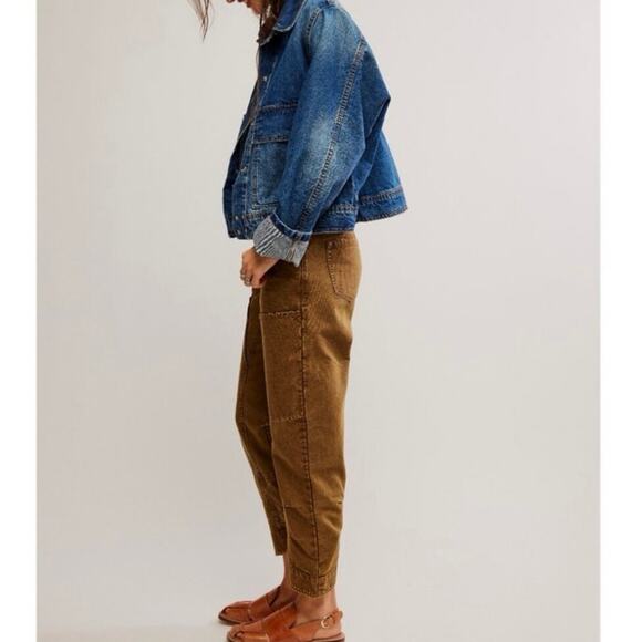 Free People We The Free NWT Supersonic Slim Crop Breen Brown Pants, Size 2 - Picture 3 of 13